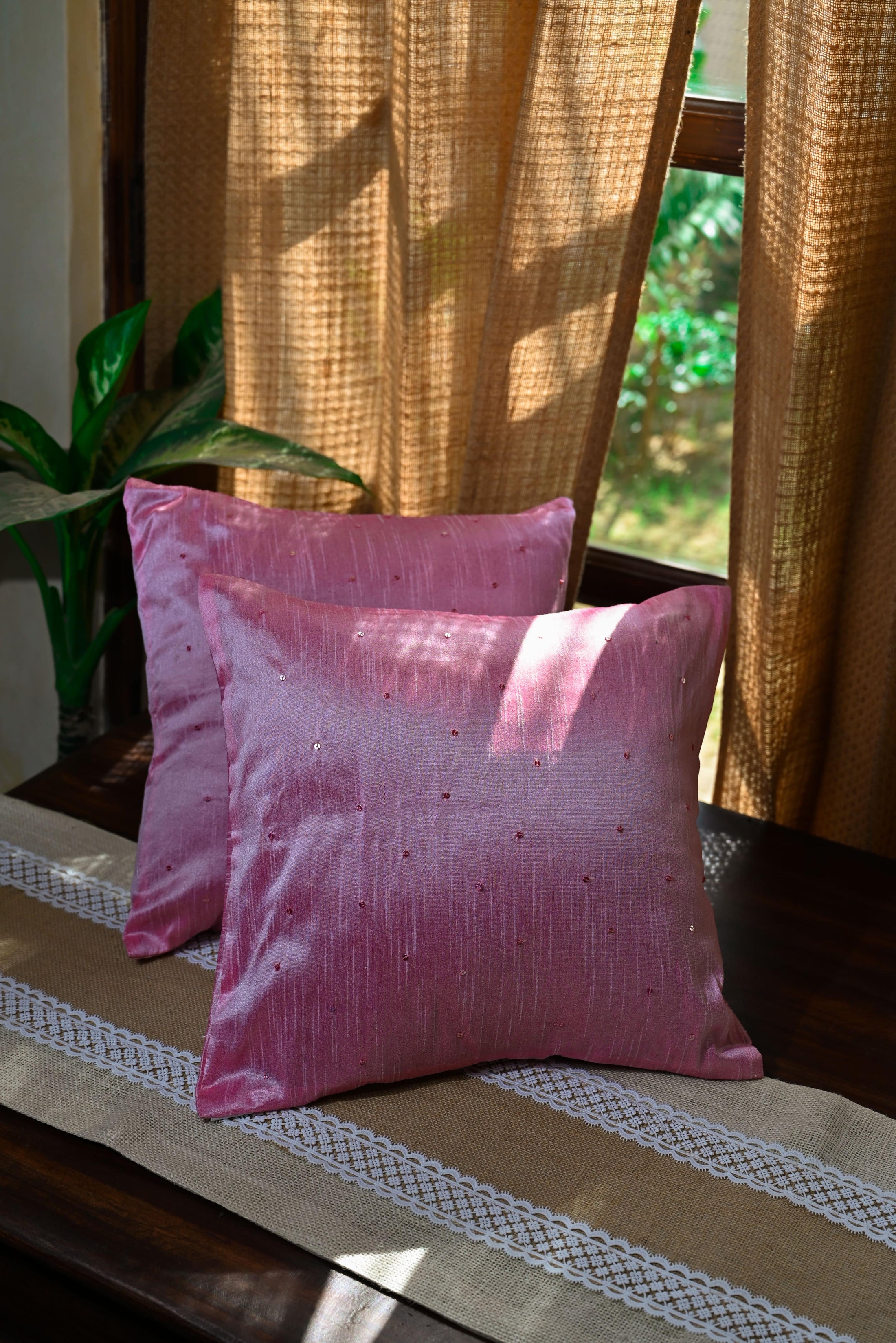 Black Lace Cotton Silk Cushion Cover - Granmade