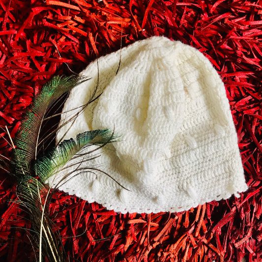 White Crochet Beanie - Granmade