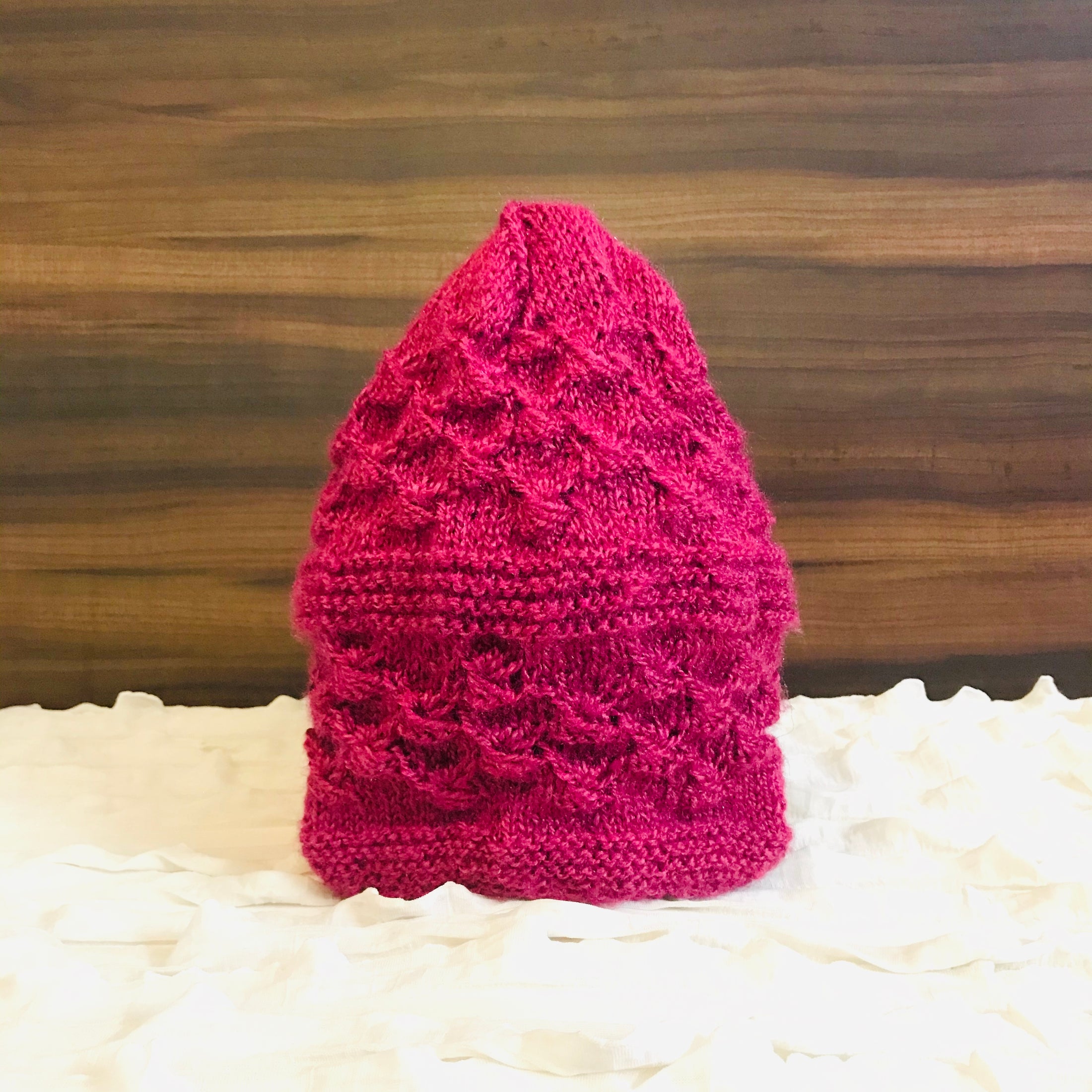 Pink Hand-Knit Shell Beanie - Granmade