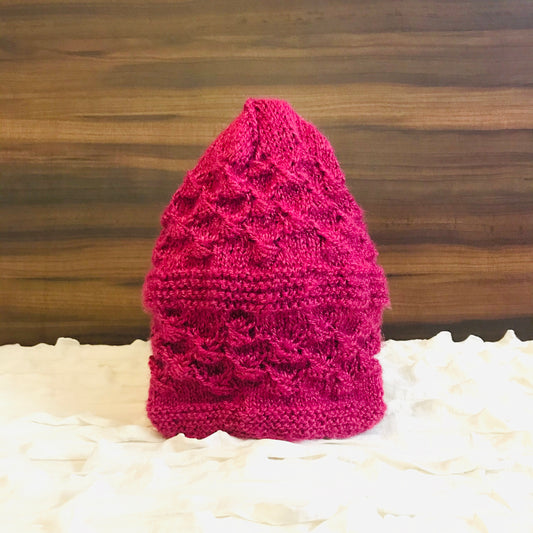 Pink Hand-Knit Shell Beanie - Granmade