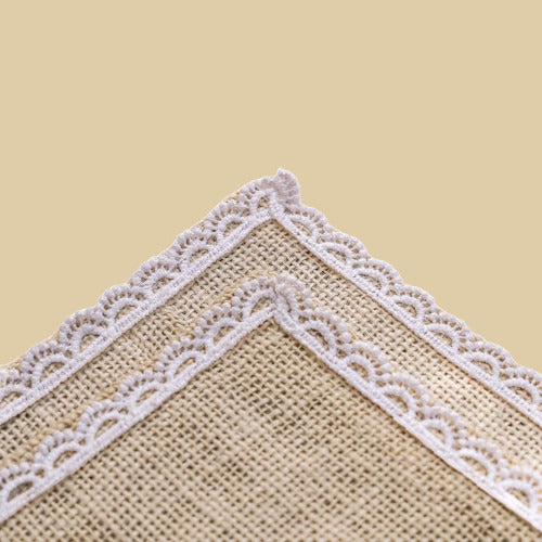 Natural Jute and Lace Table Set (2 mats + 1 Runner) - Granmade