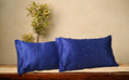 Load image into Gallery viewer, Blue Cotton Silk Rectangle Cushion Cover - Granmade
