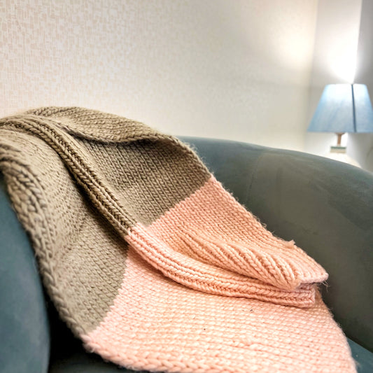 Pink & Grey Chunky Wool Throw - Granmade