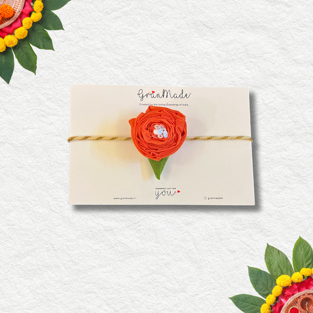 Handmade Orange Rose Rakhi - Granmade