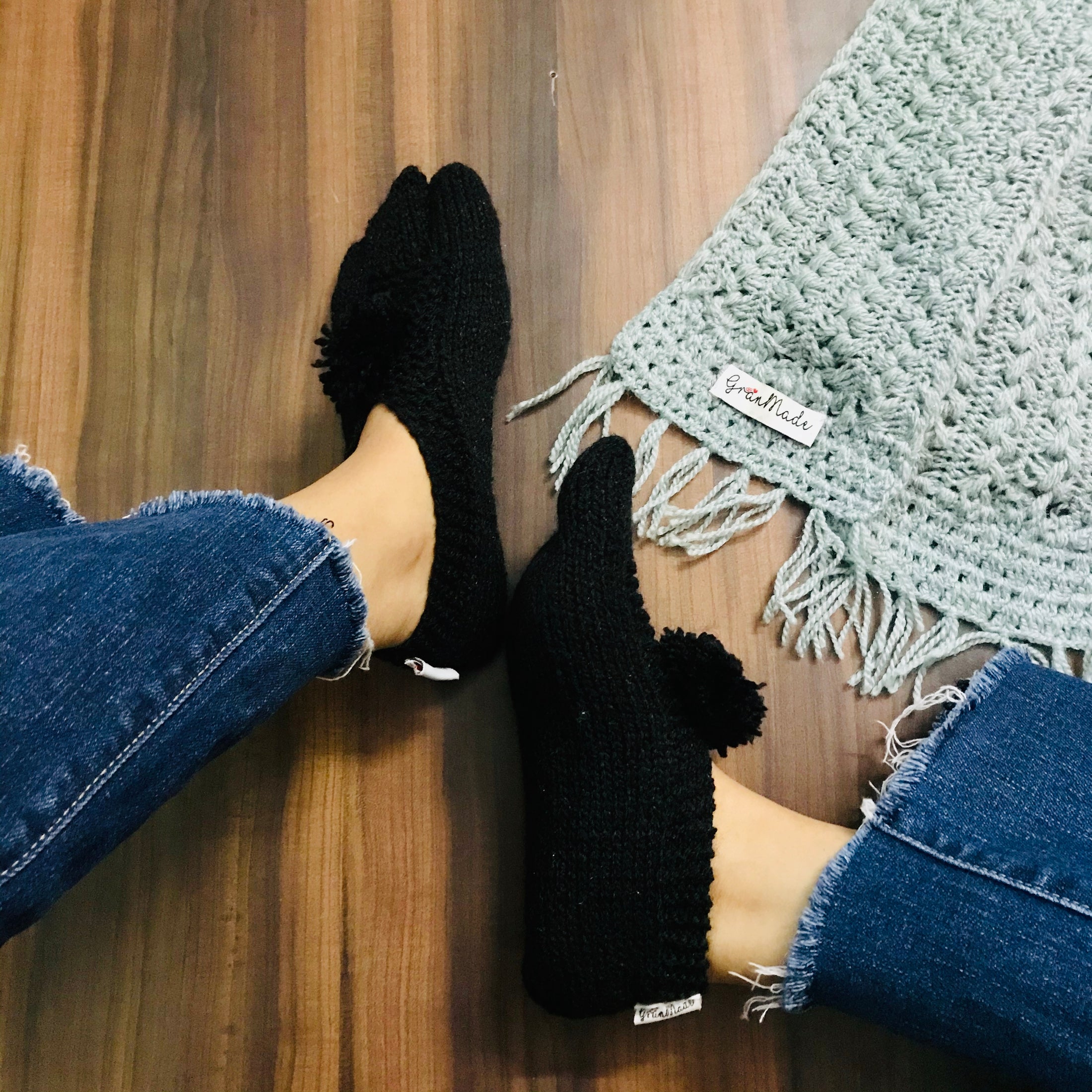 Black Hand-knit Socks - Granmade