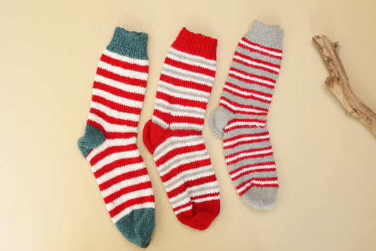 Holly Jolly Hand-knit Christmas Socks - Granmade