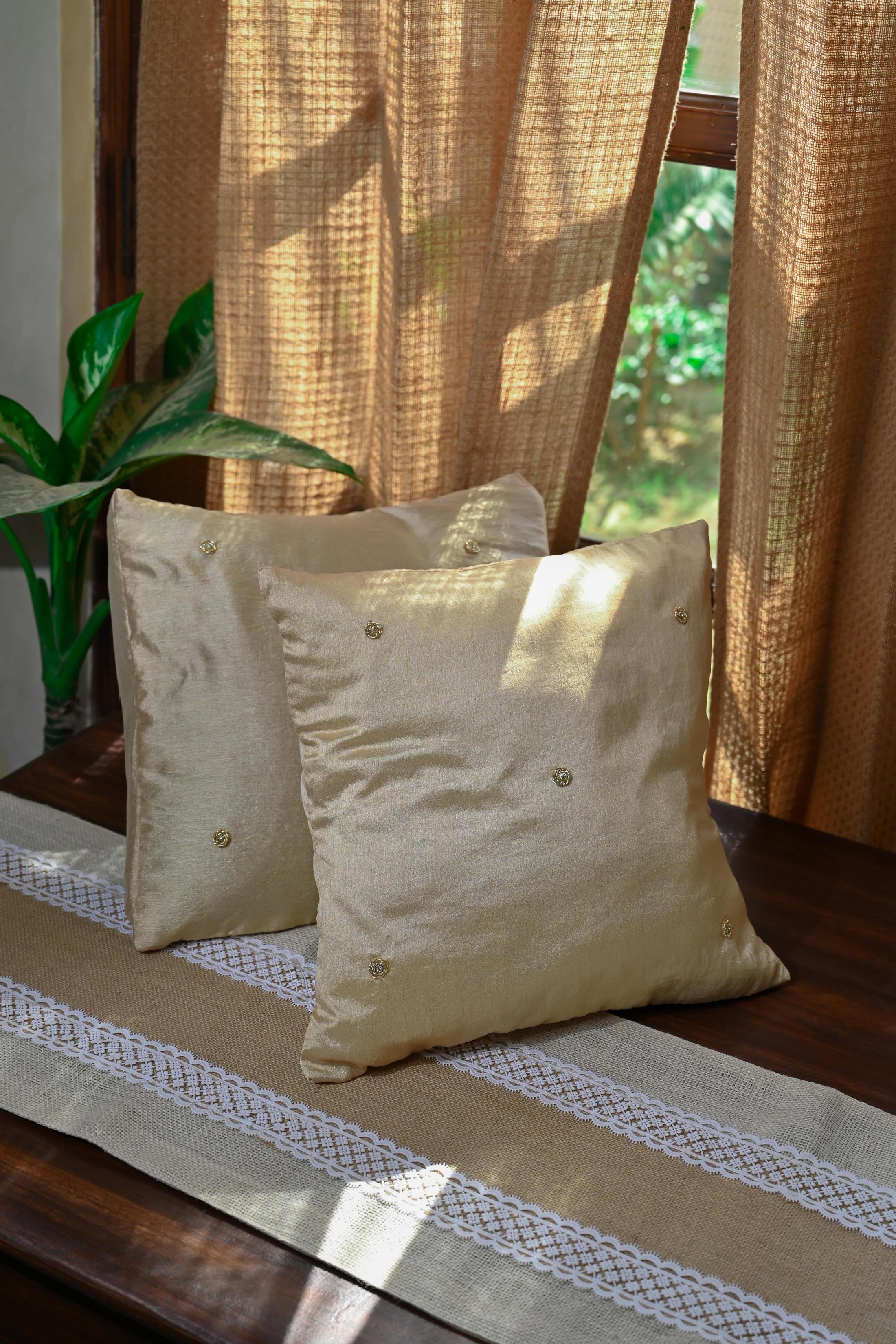 Navy Blue  Cotton Silk Cushion Cover - Granmade