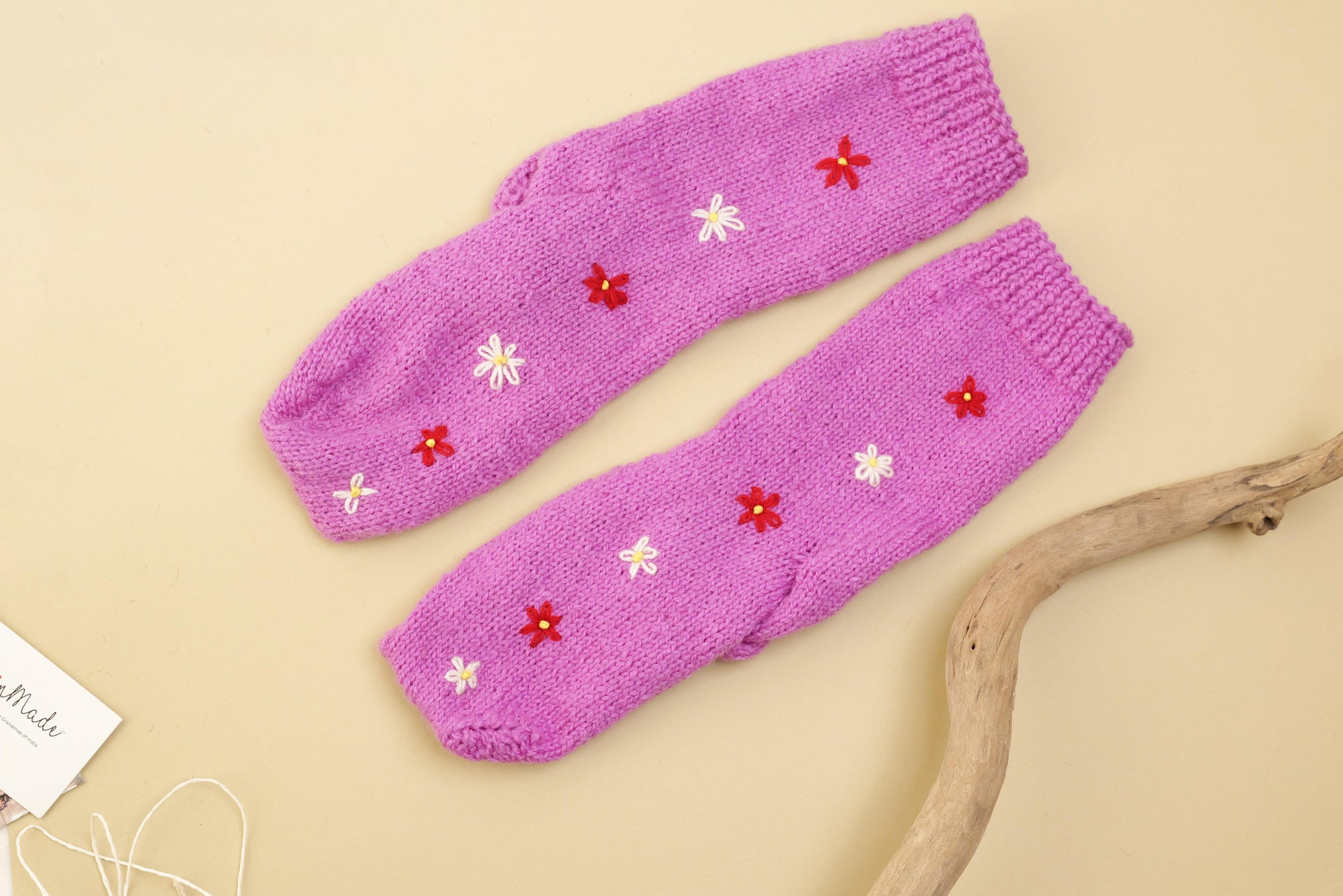 Hand-knit Purple High-ankle Socks - Granmade