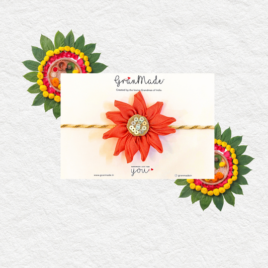 Handmade Orange Sunflower Rakhi - Granmade