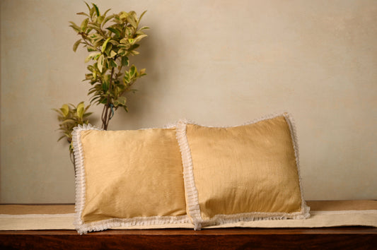 Gold Cotton Silk 12x12 Cushion Cover - Granmade