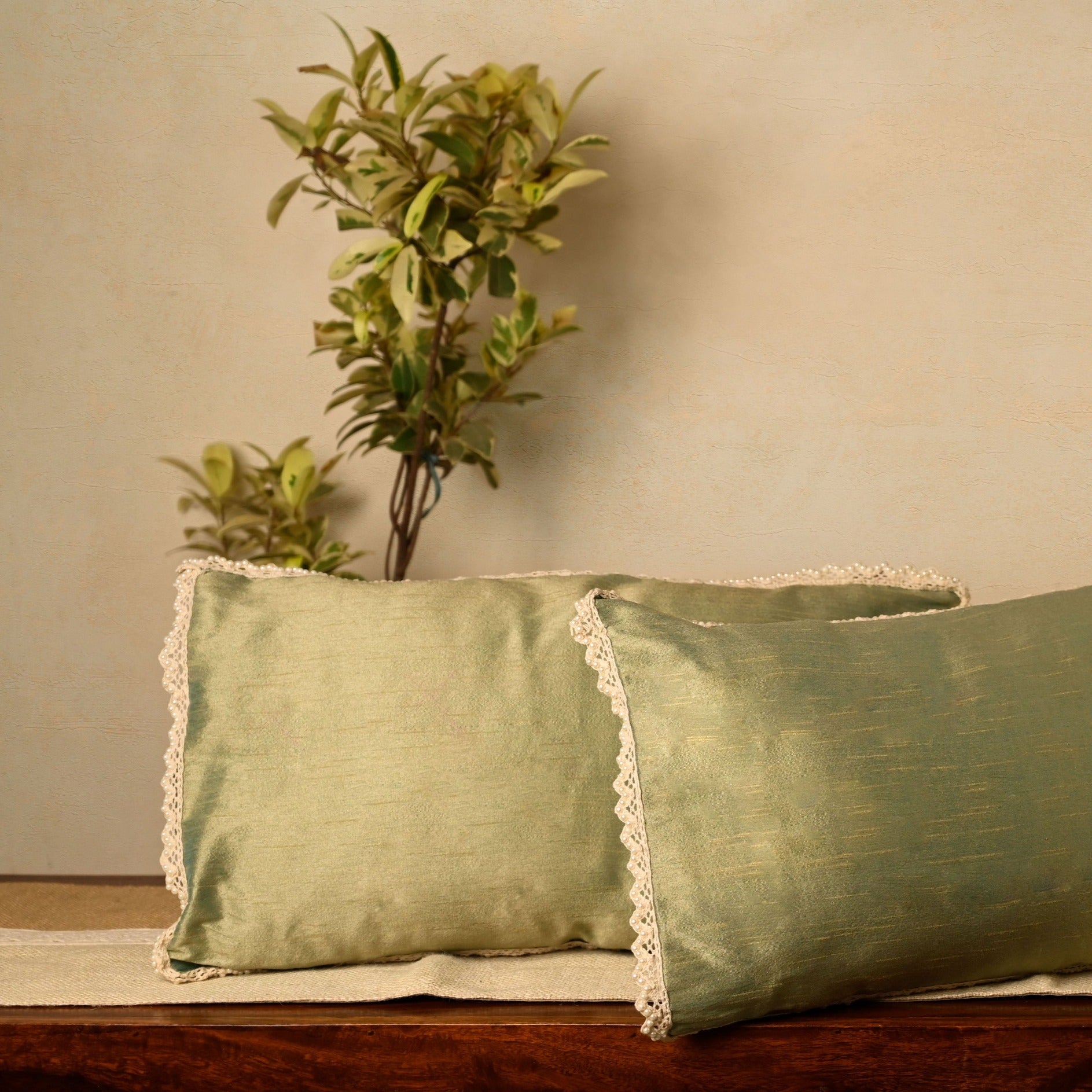 Gold Cotton Silk Rectangle Cushion Cover - Granmade