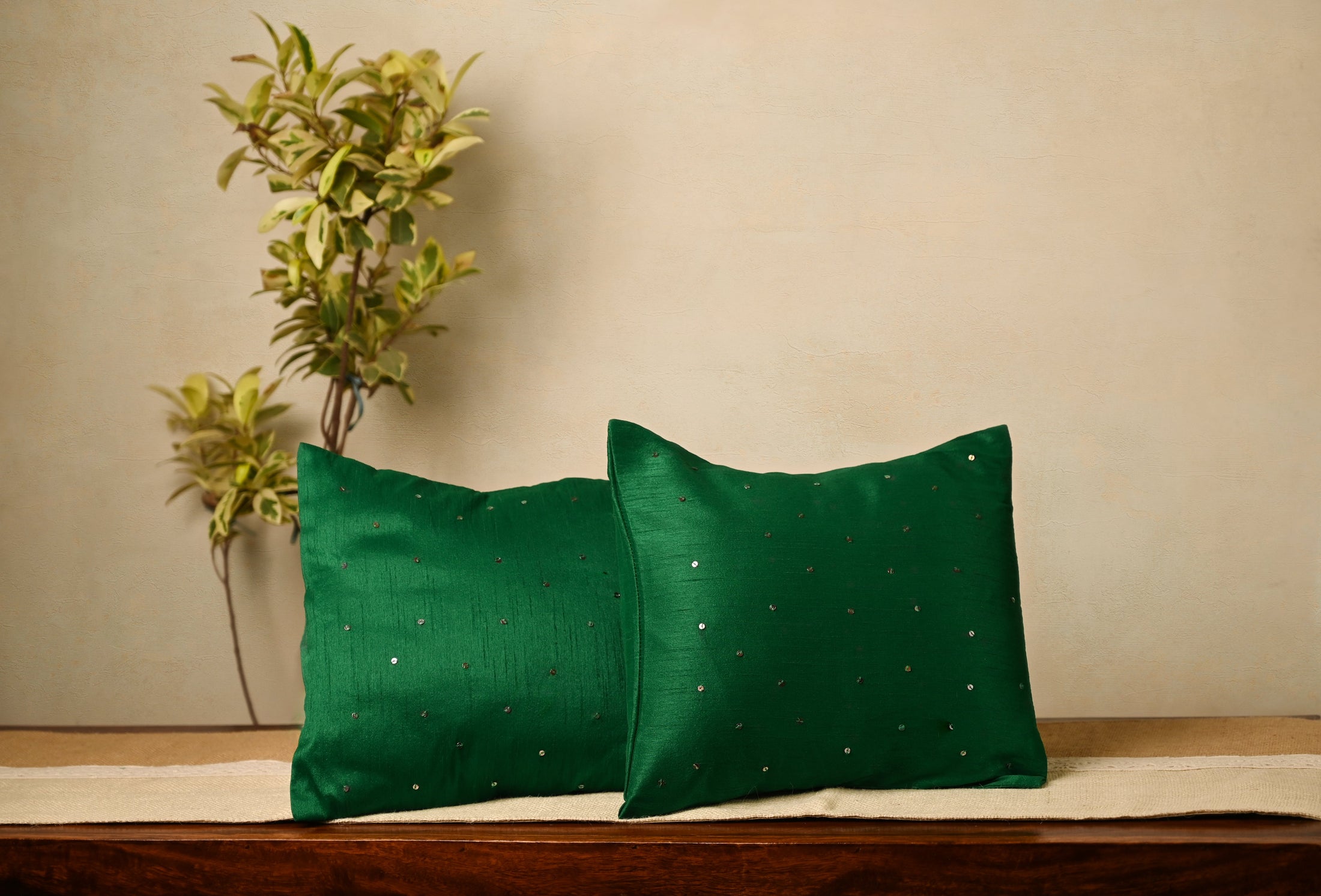 Green Cotton Silk 12x12 Cushion Cover - Granmade