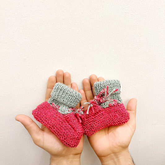 Pink & Grey Baby Booties - Granmade