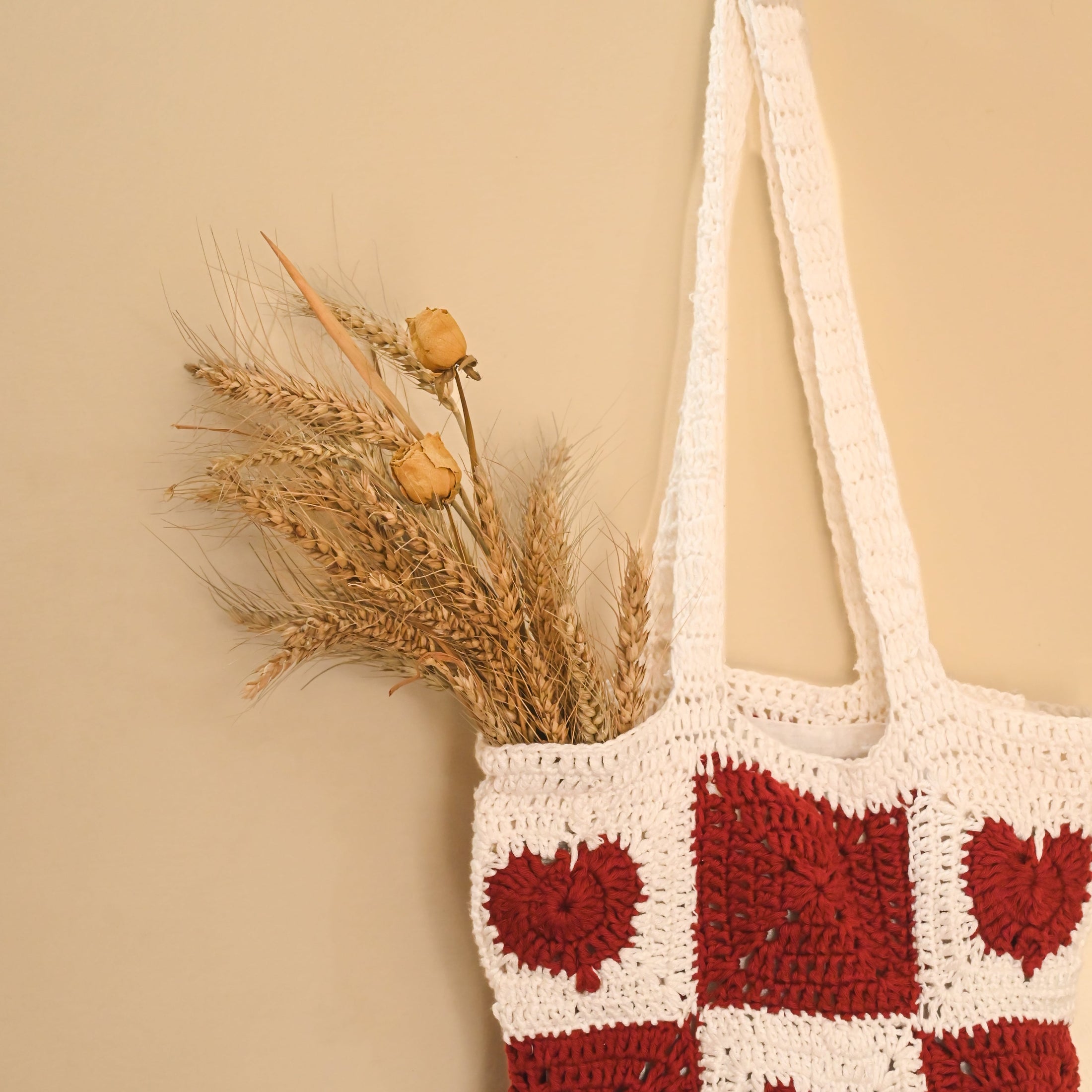 Crochet Heart Tote Bag - Granmade