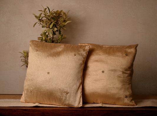 Gold Cotton Silk Cushion Cover - Granmade