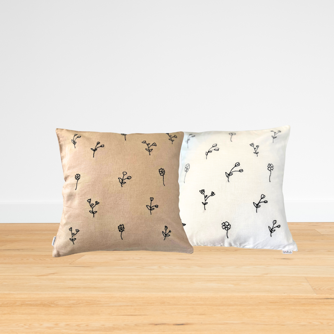 Easy breezy Hand embroidered cushion cover (set of 2) - Granmade