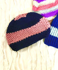 Load image into Gallery viewer, Pink & Navy Blue Honeycomb Hand-knit Beanie - Granmade
