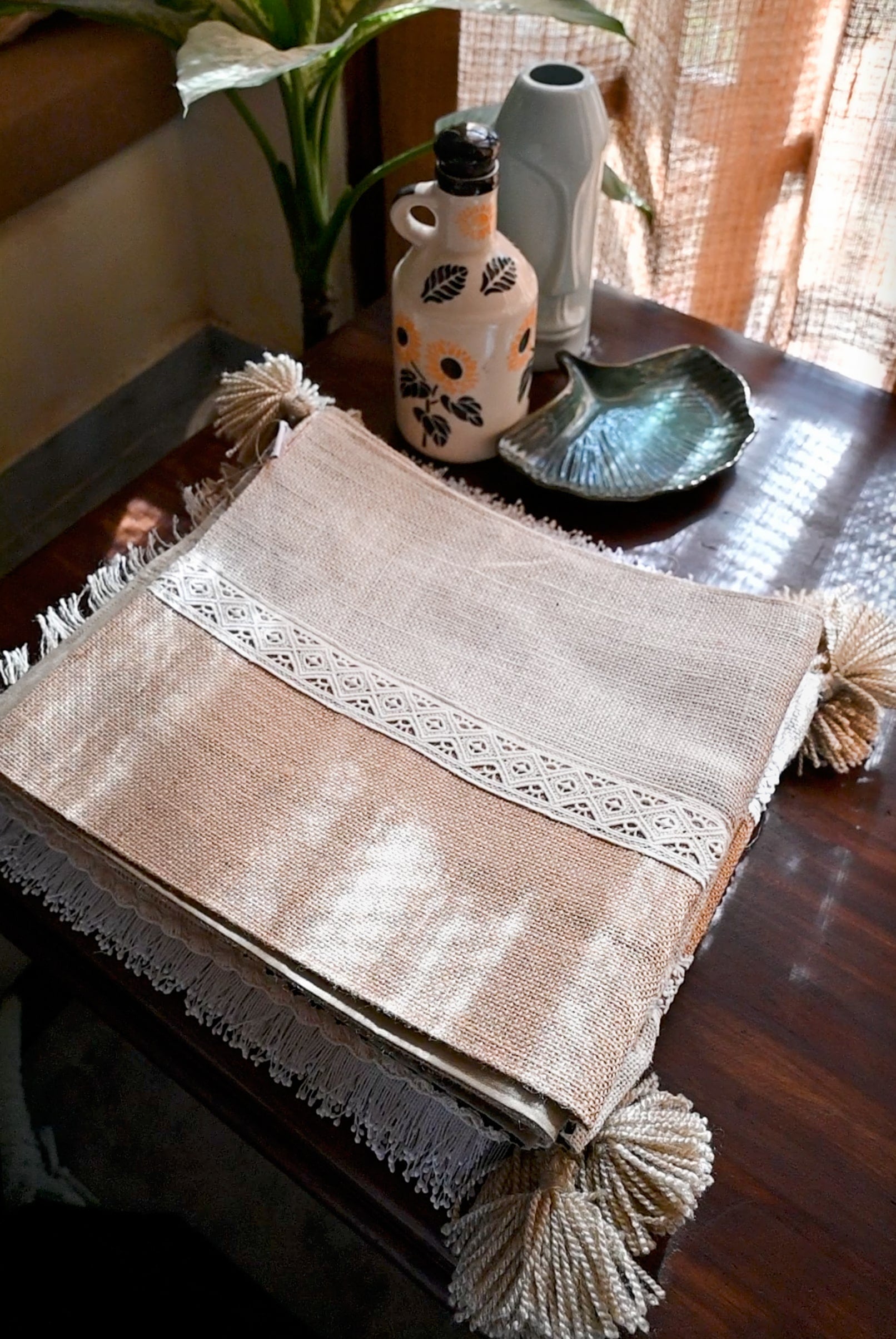 Jute Patchwork & Lace Table Runner - Granmade