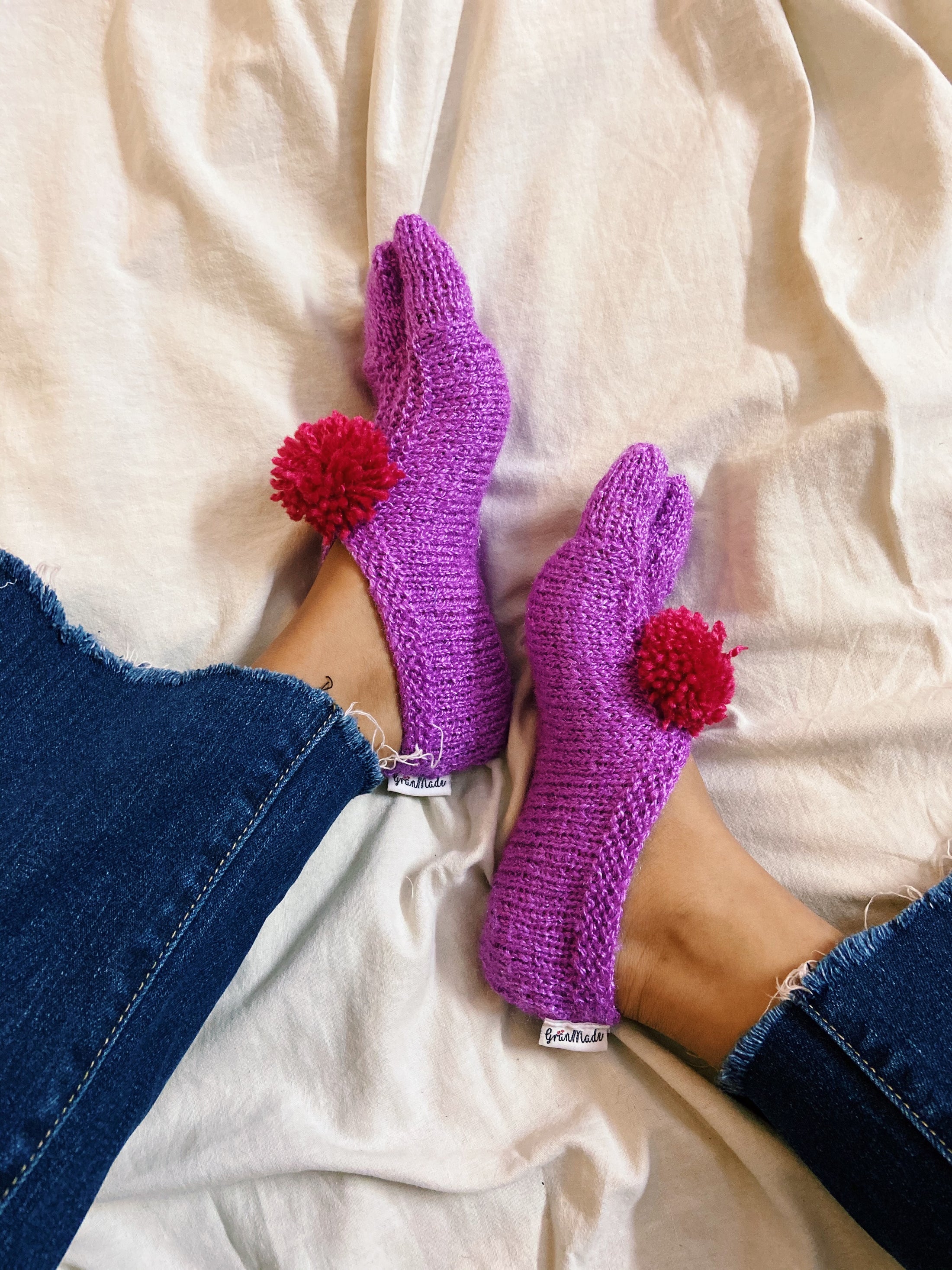 Purple Hand-knit Socks - Granmade