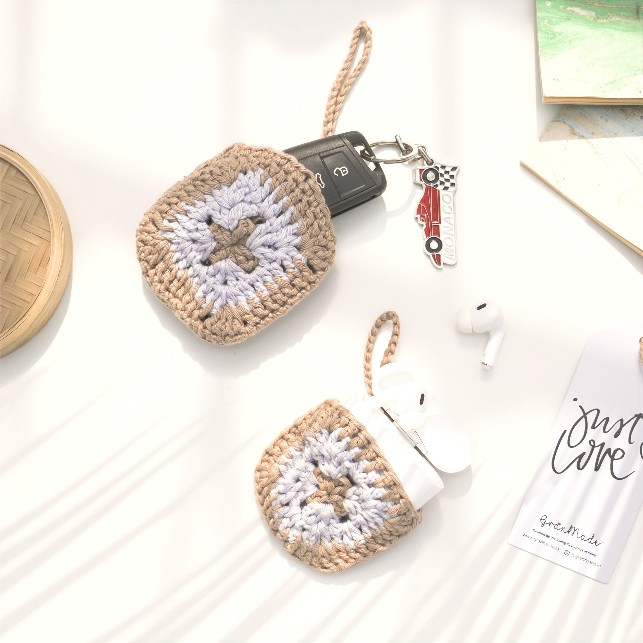 Beige Crochet Minimal Airpod Cover - Granmade