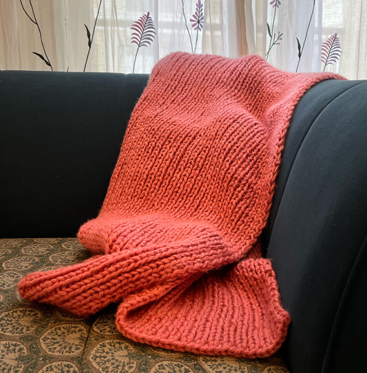 Flamingo Pink Chunky Wool Throw - Granmade