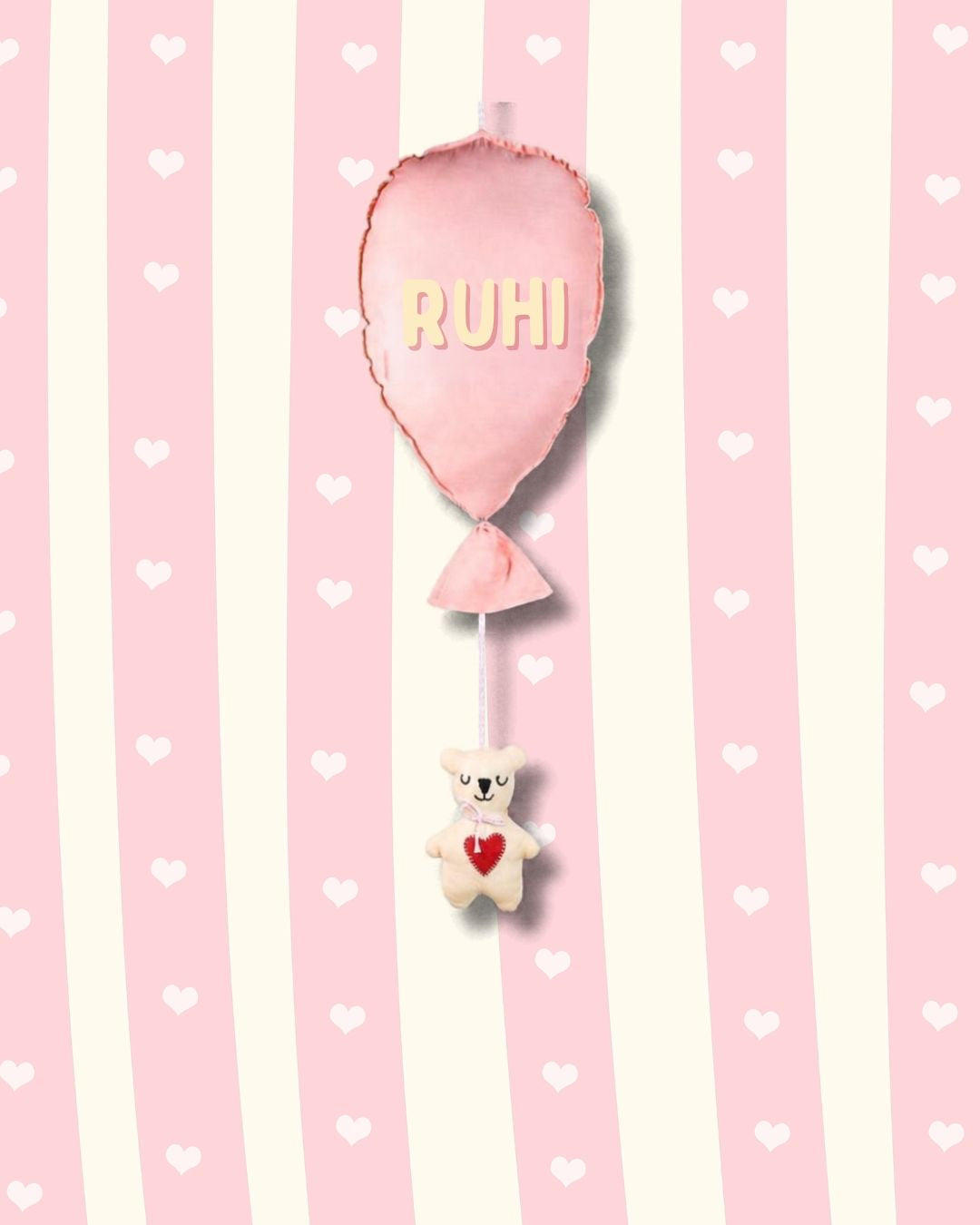 Pink Balloon Teddy Nursery Hanging Decor
