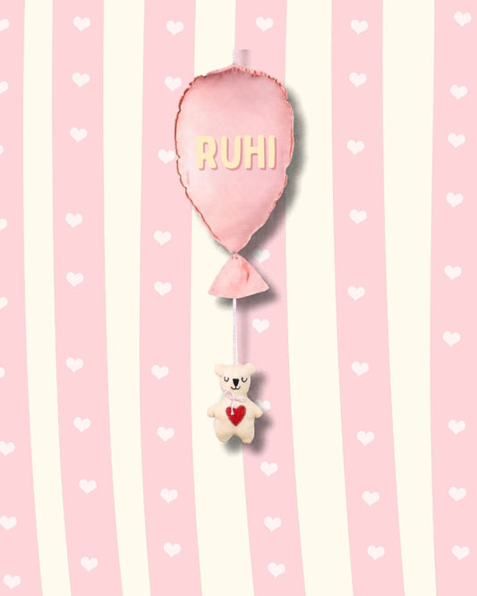 Pink Balloon Teddy Nursery Hanging Decor