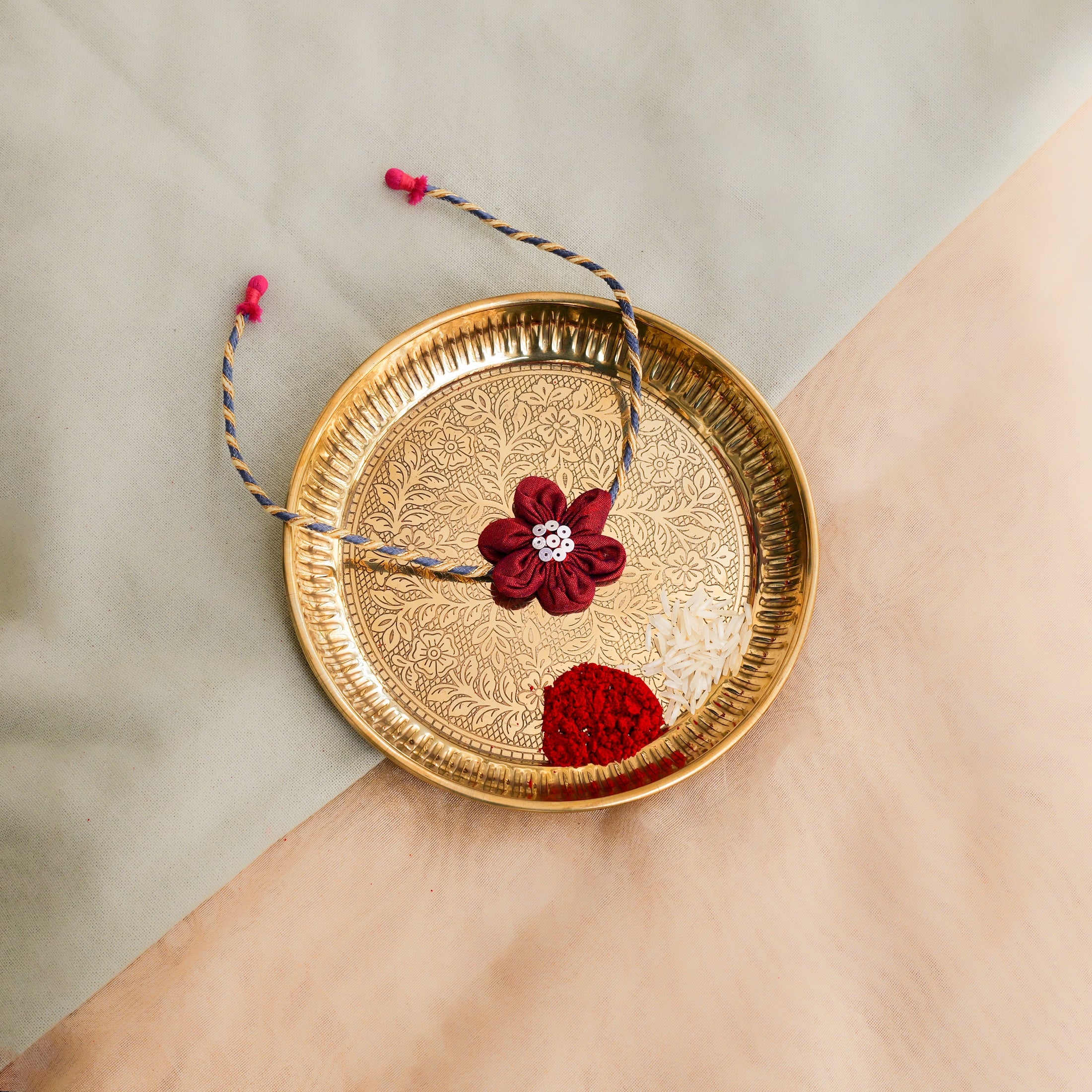 Handmade Phool Rakhi- Maroon