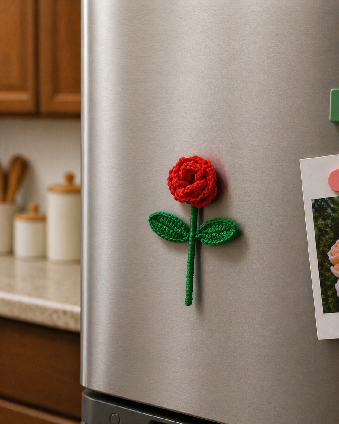 Crochet Rose Fridge Magnet