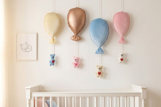 Blue Balloon Teddy Nursery Hanging Decor