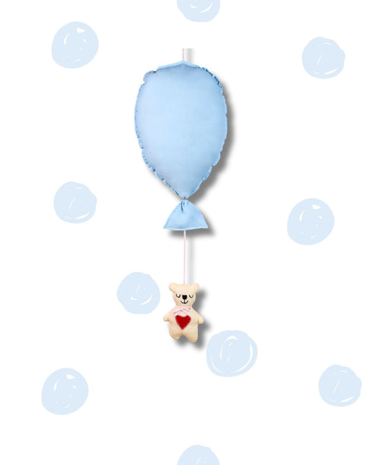 Blue Balloon Teddy Nursery Hanging Decor