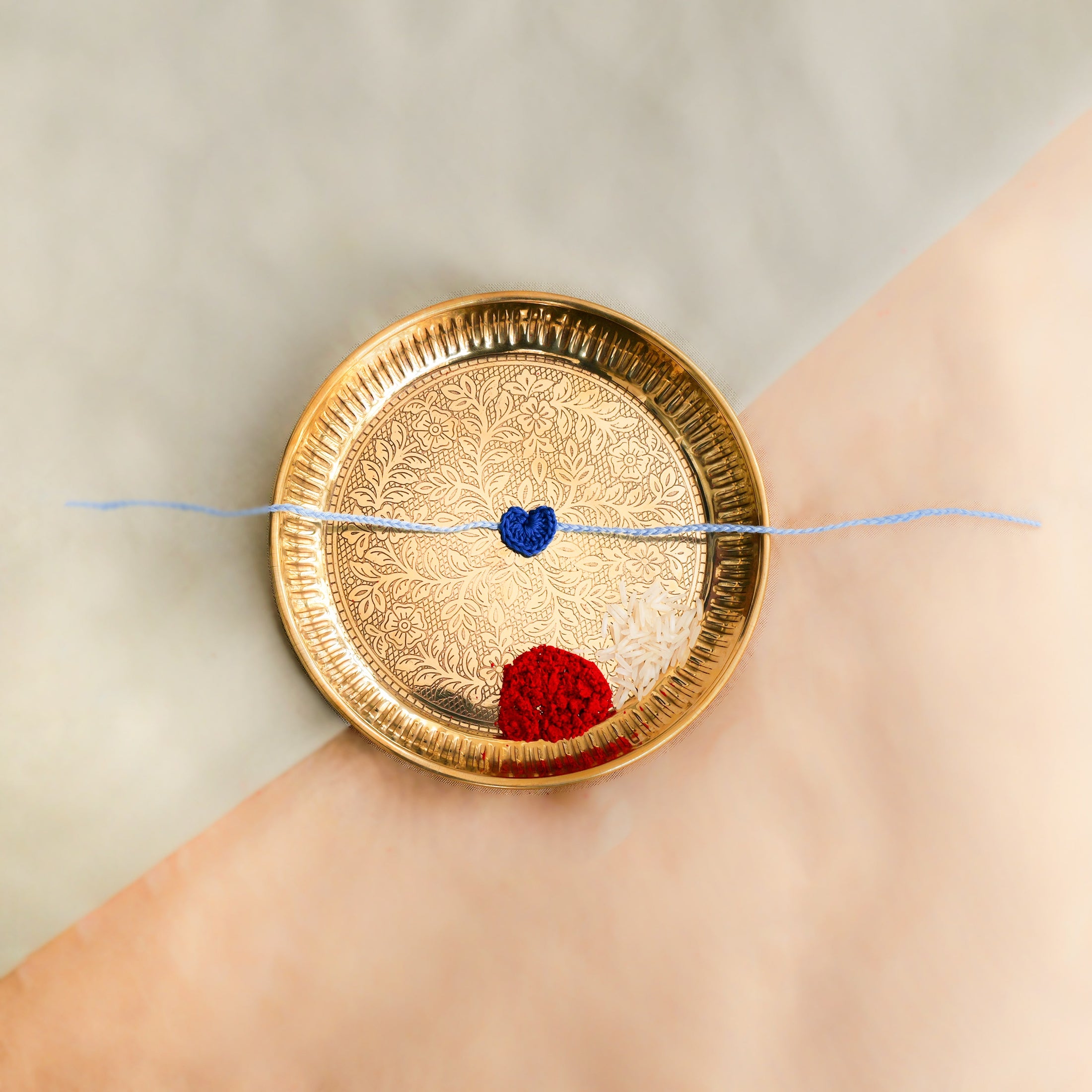 Crochet Heart Rakhi - Blue