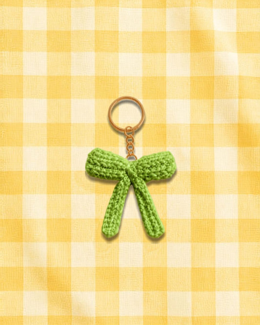 Crochet Bow Keychain- Green