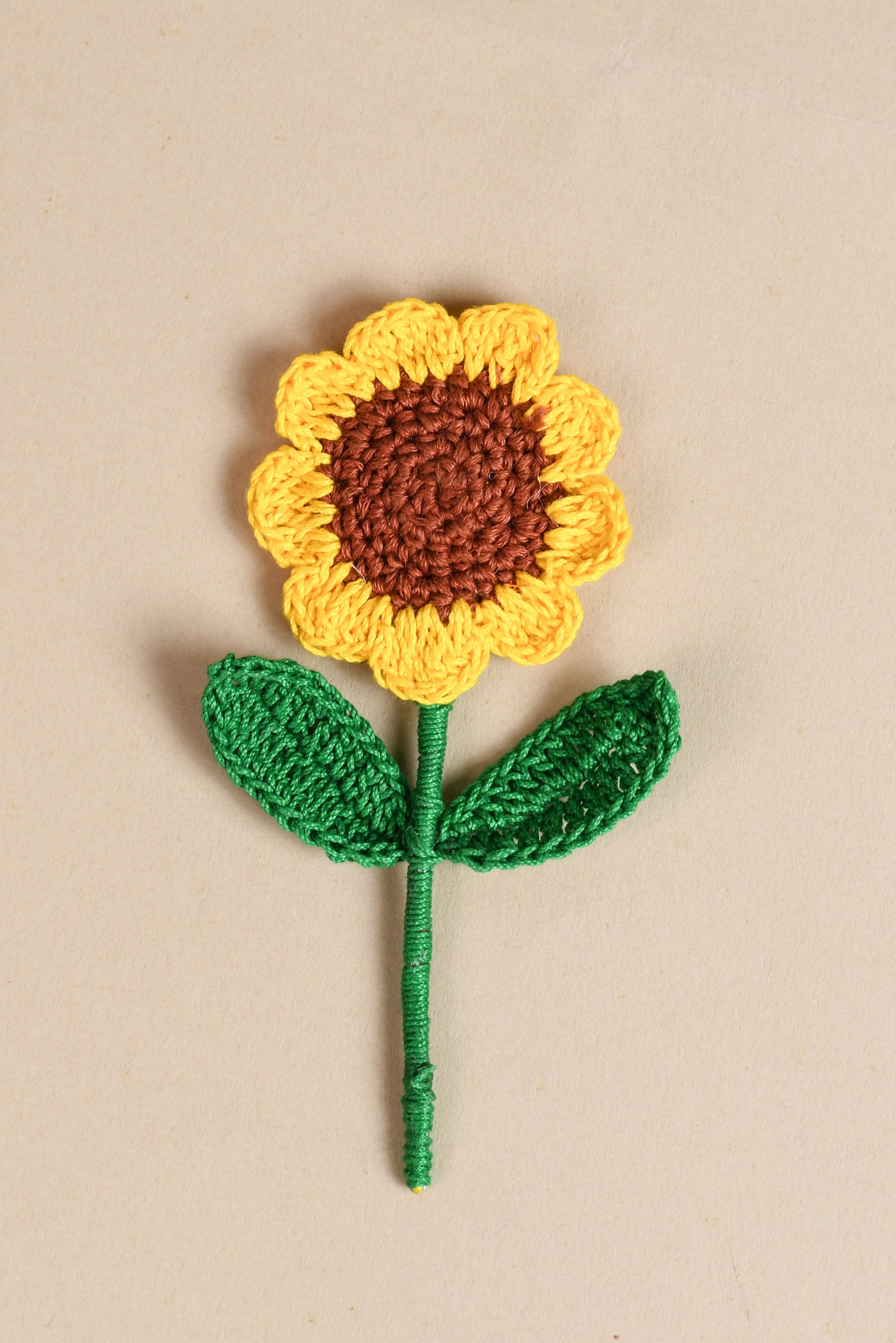 Crochet Sunflower Fridge Magnet