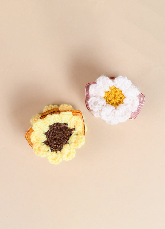 Crochet Flower Hair Claw (Set of 2)