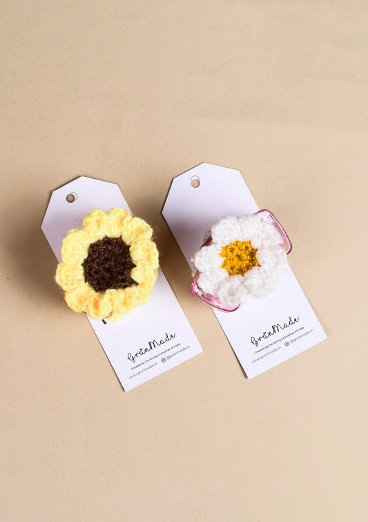 Crochet Flower Hair Claw (Set of 2)