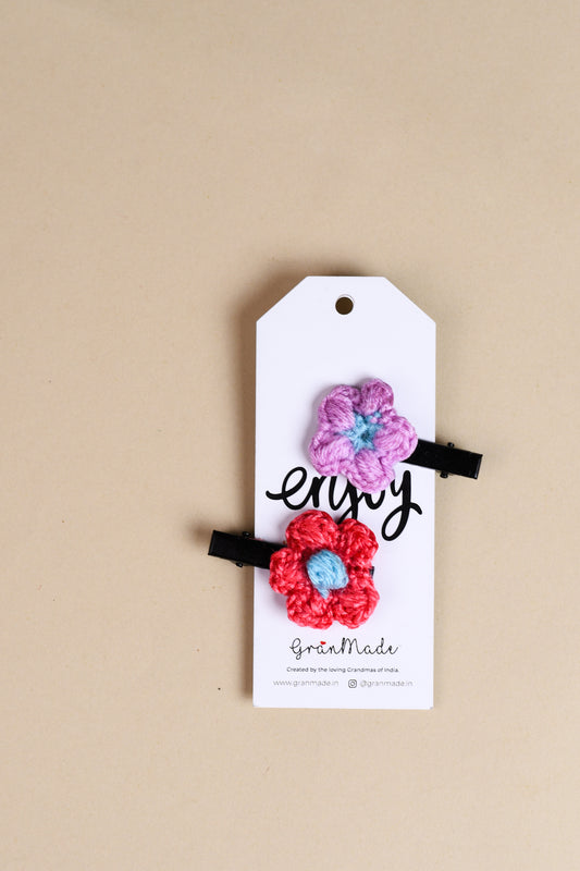 Crochet Flower Hair Clip (Set of 2)