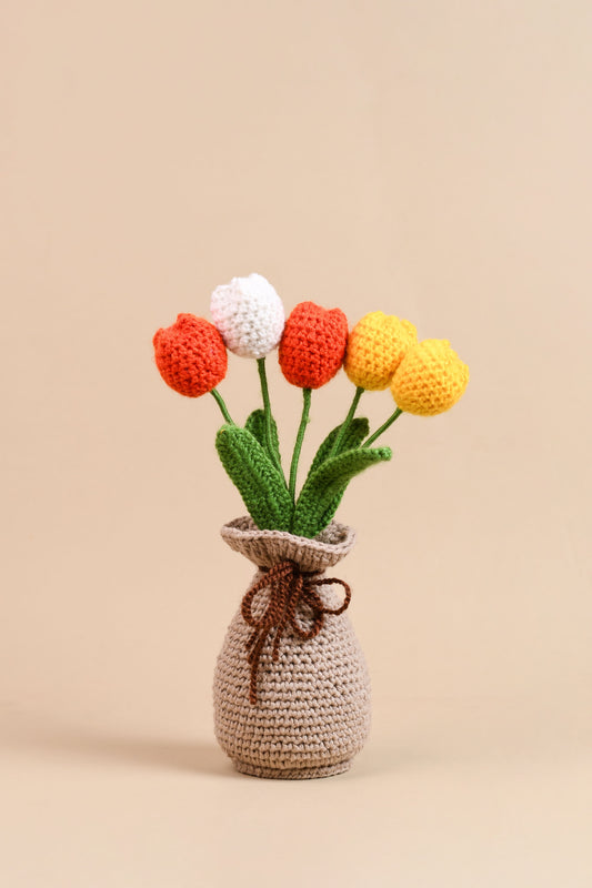 Crochet Tulip Flower Pot