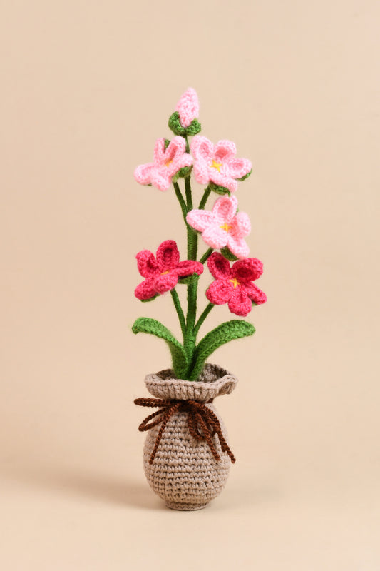 Crochet Orchid Flower Pot