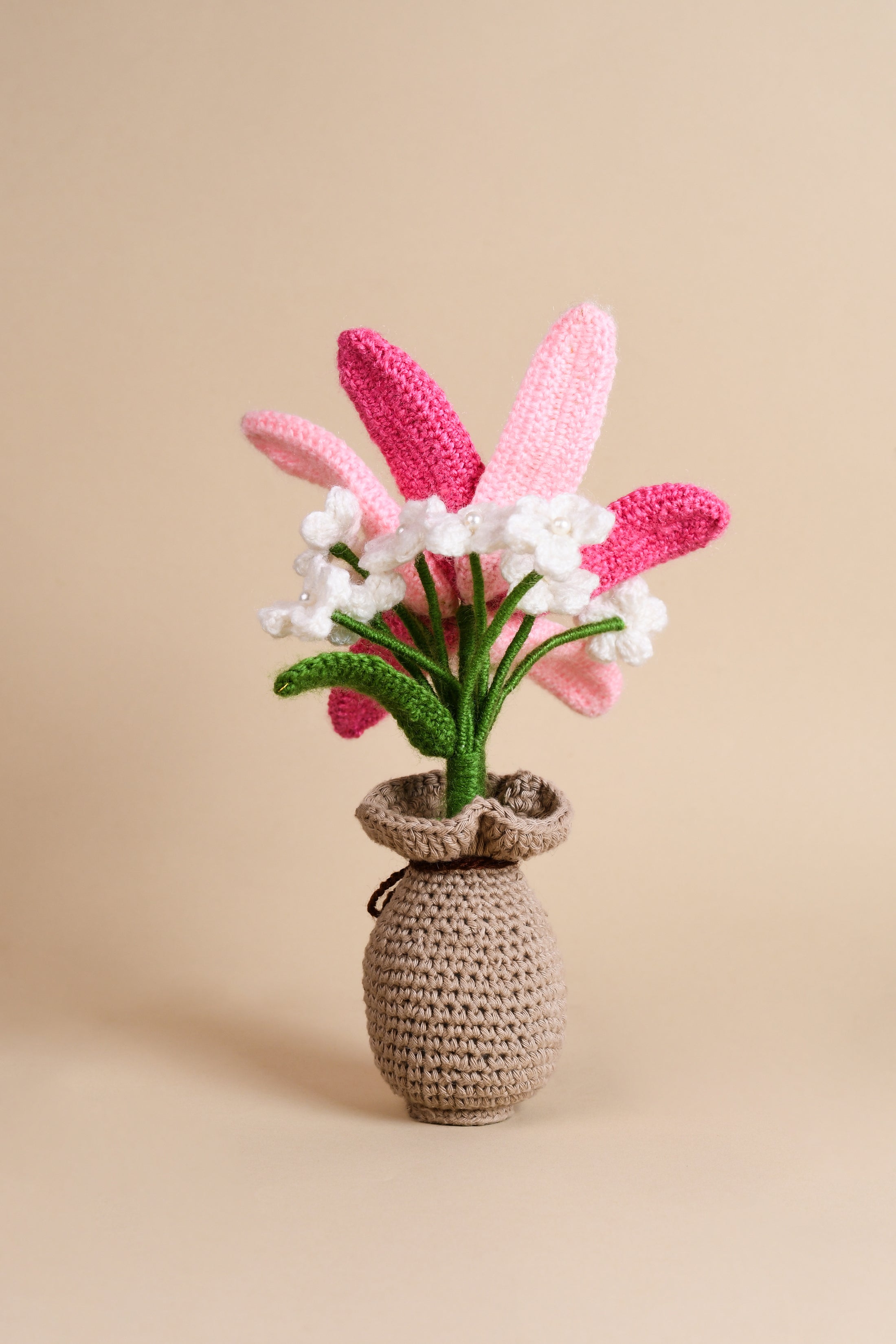 Crochet Lily & Daisy Flower Pot