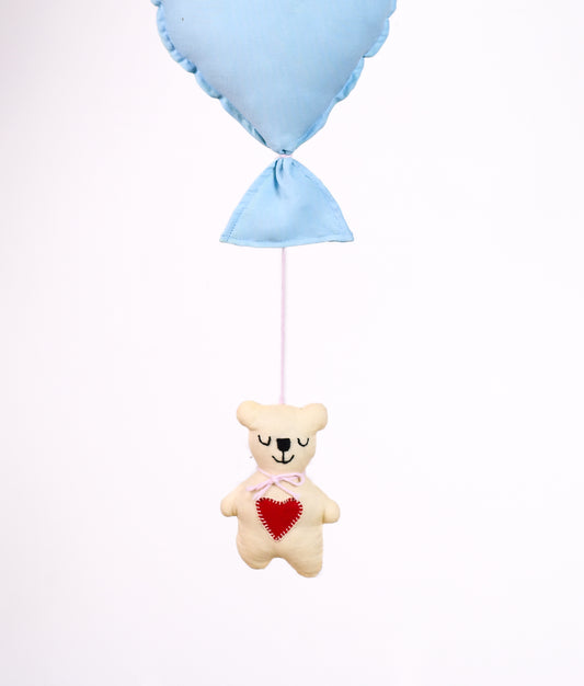 Blue Balloon Teddy Nursery Hanging Decor