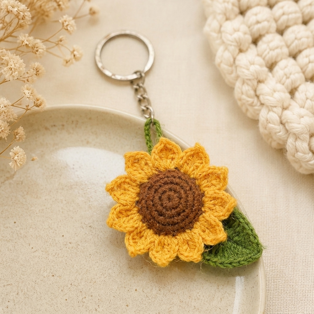 Crochet Cherry Keychain