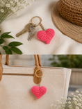 Load image into Gallery viewer, Crochet Heart Keychain- Pink

