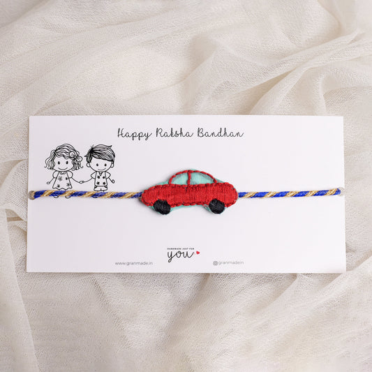 Handmade Red Car Rakhi for kids