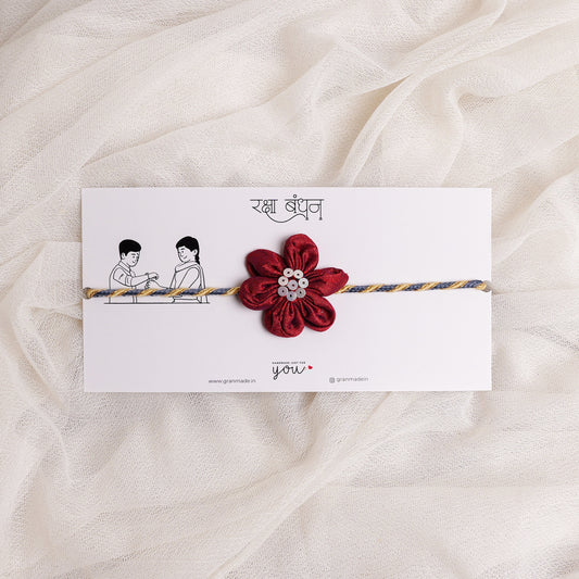 Handmade Phool Rakhi- Maroon