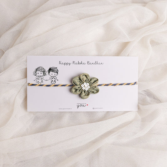 Handmade Phool Rakhi- Gold Green