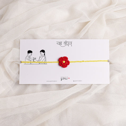 Crochet Daisy Rakhi - Red