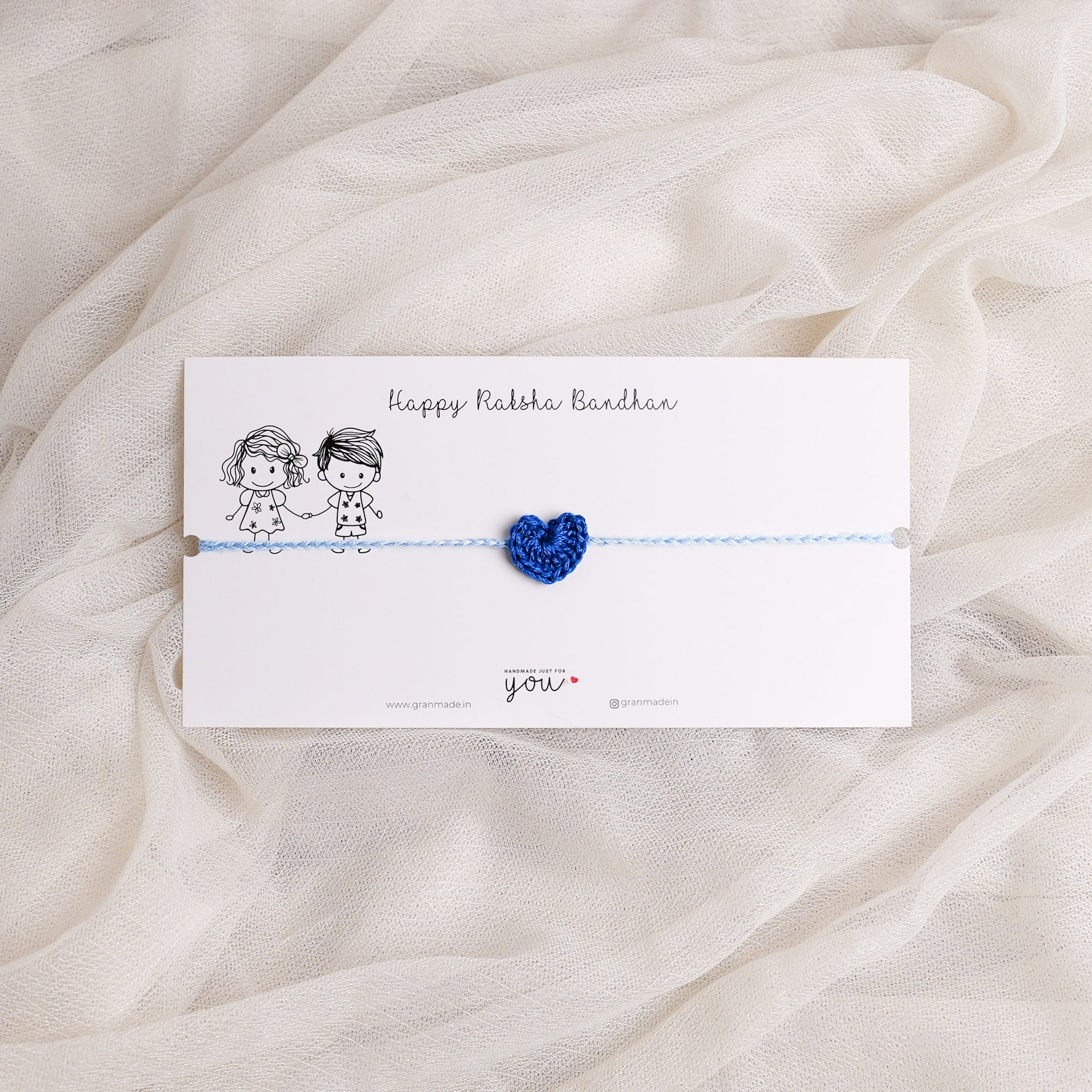 Crochet Heart Rakhi - Blue