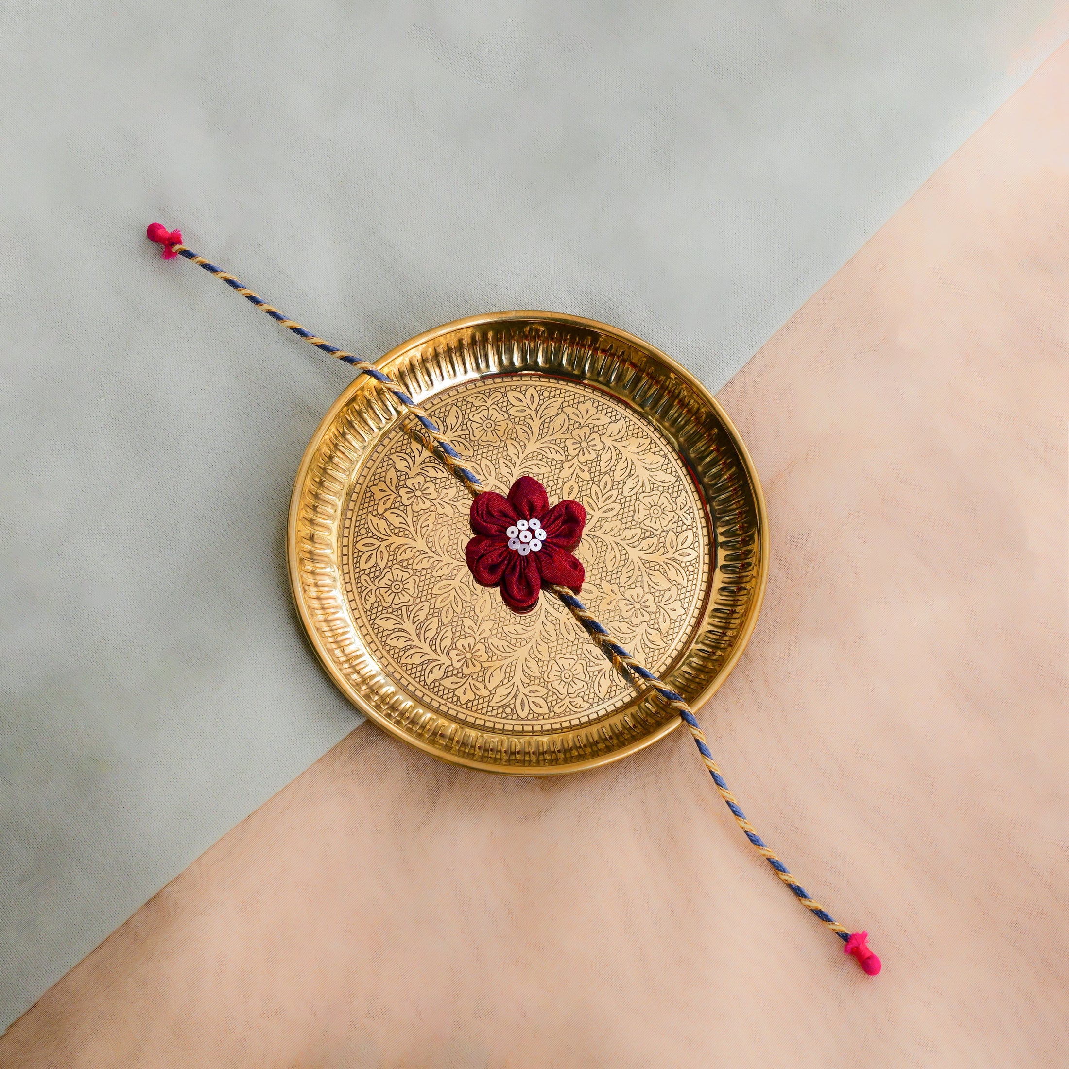 Handmade Phool Rakhi- Maroon