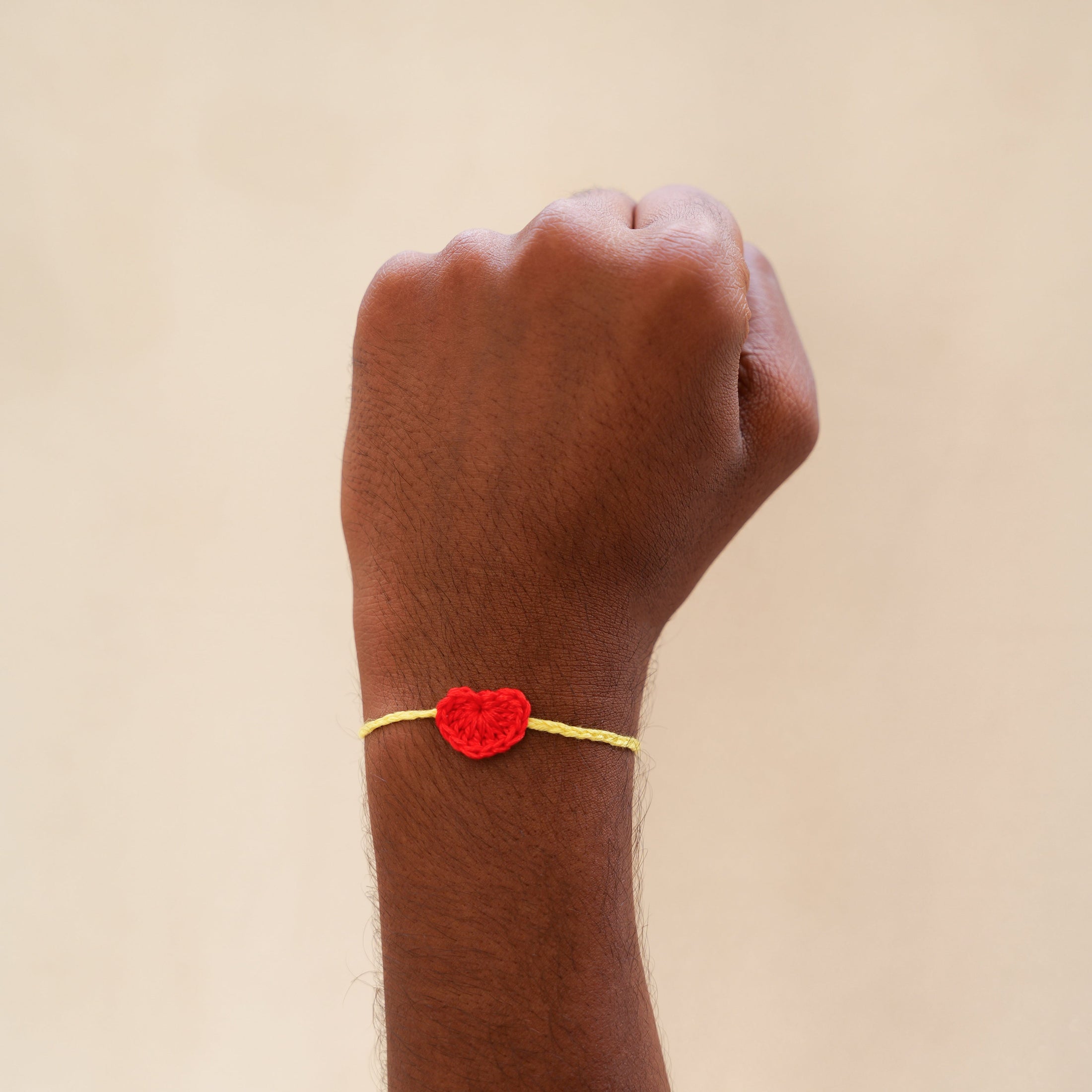 Crochet Heart Rakhi - Red